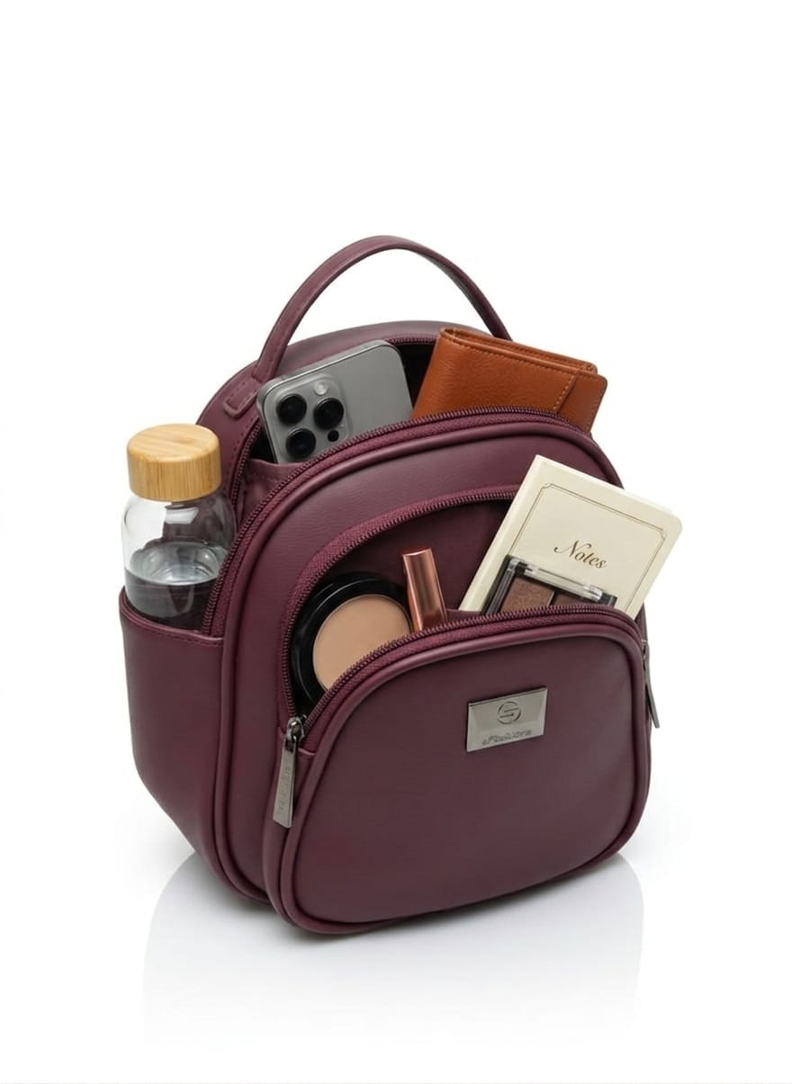 Elegant Mini Backpack Purse – Wine Maroon