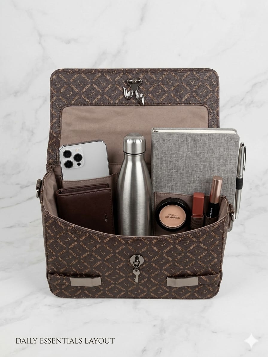 Classic Brown Printed Flap Sling Bag