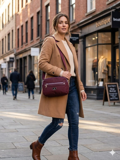 Flauntit Maroon Multi-Pocket Crossbody Sling Bag