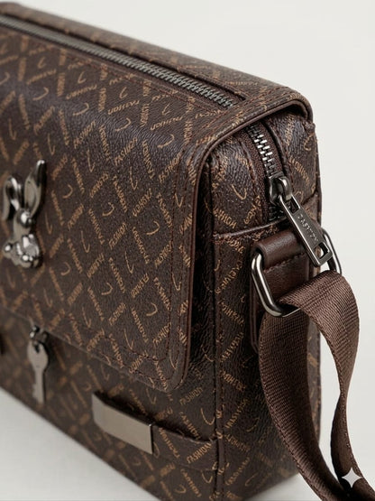 Classic Brown Printed Flap Sling Bag