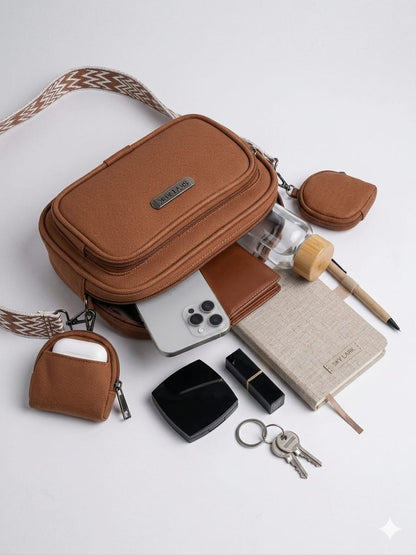 Skylark Premium Brown Crossbody Sling Bag with Coin Pouch