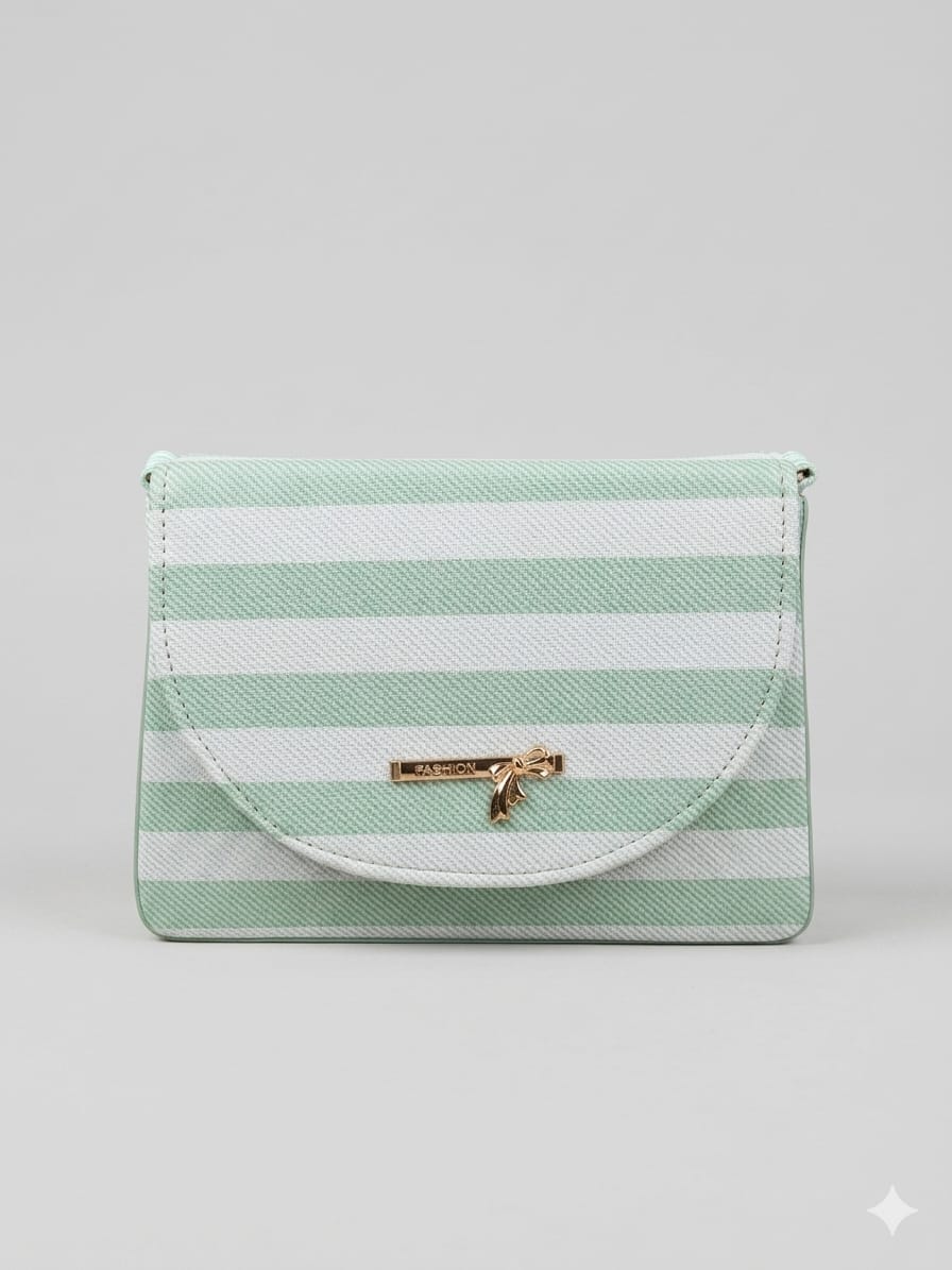 Elegant Grey Striped Crossbody Sling Bag