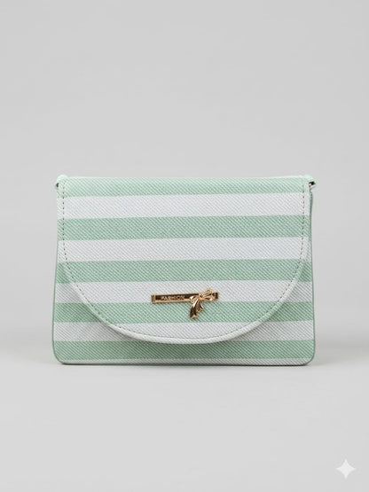 Elegant Grey Striped Crossbody Sling Bag