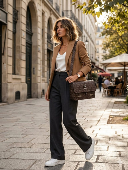 Classic Brown Printed Flap Sling Bag