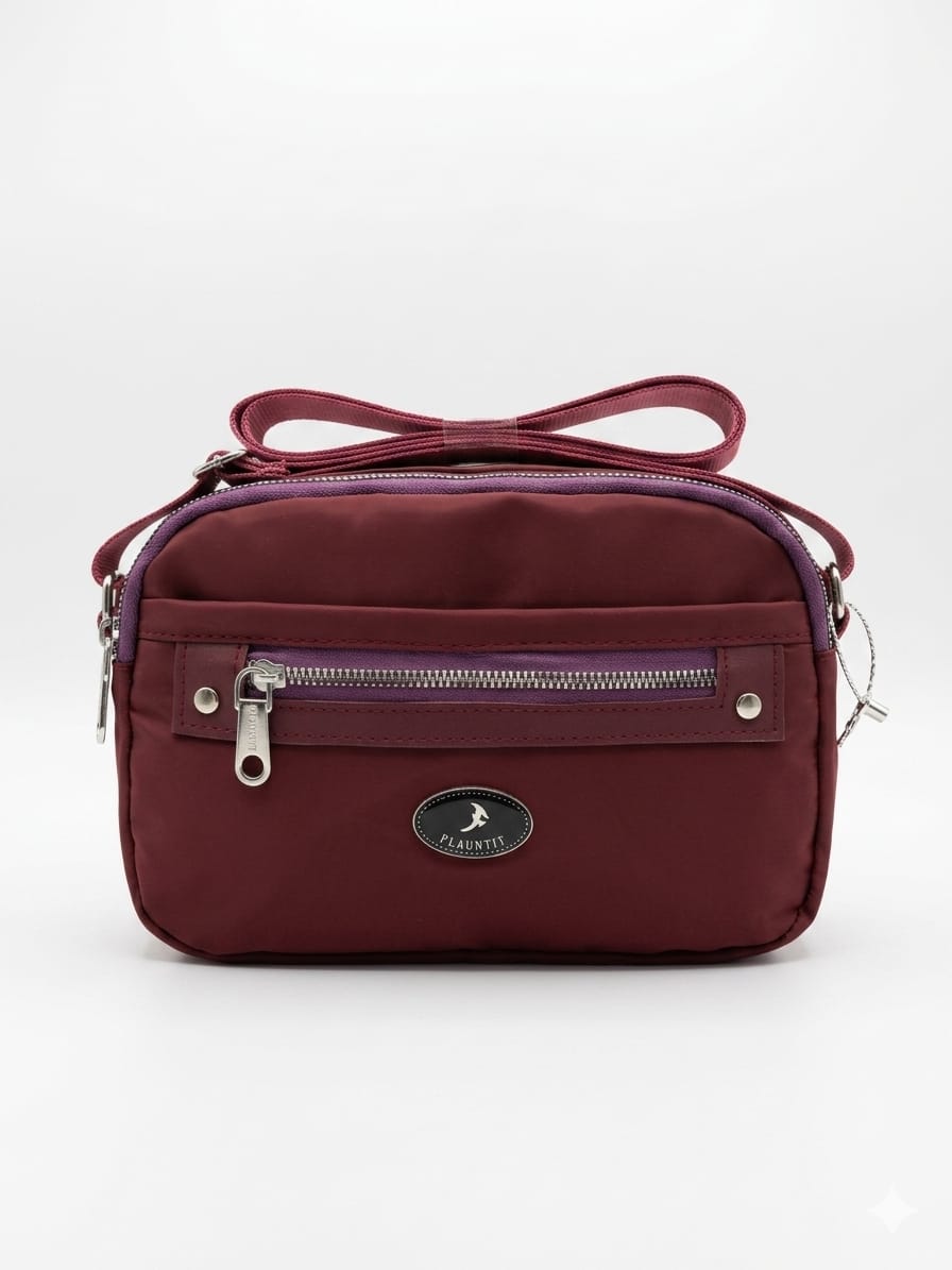 Flauntit Maroon Multi-Pocket Crossbody Sling Bag