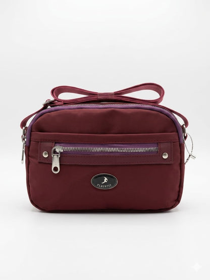 Flauntit Maroon Multi-Pocket Crossbody Sling Bag