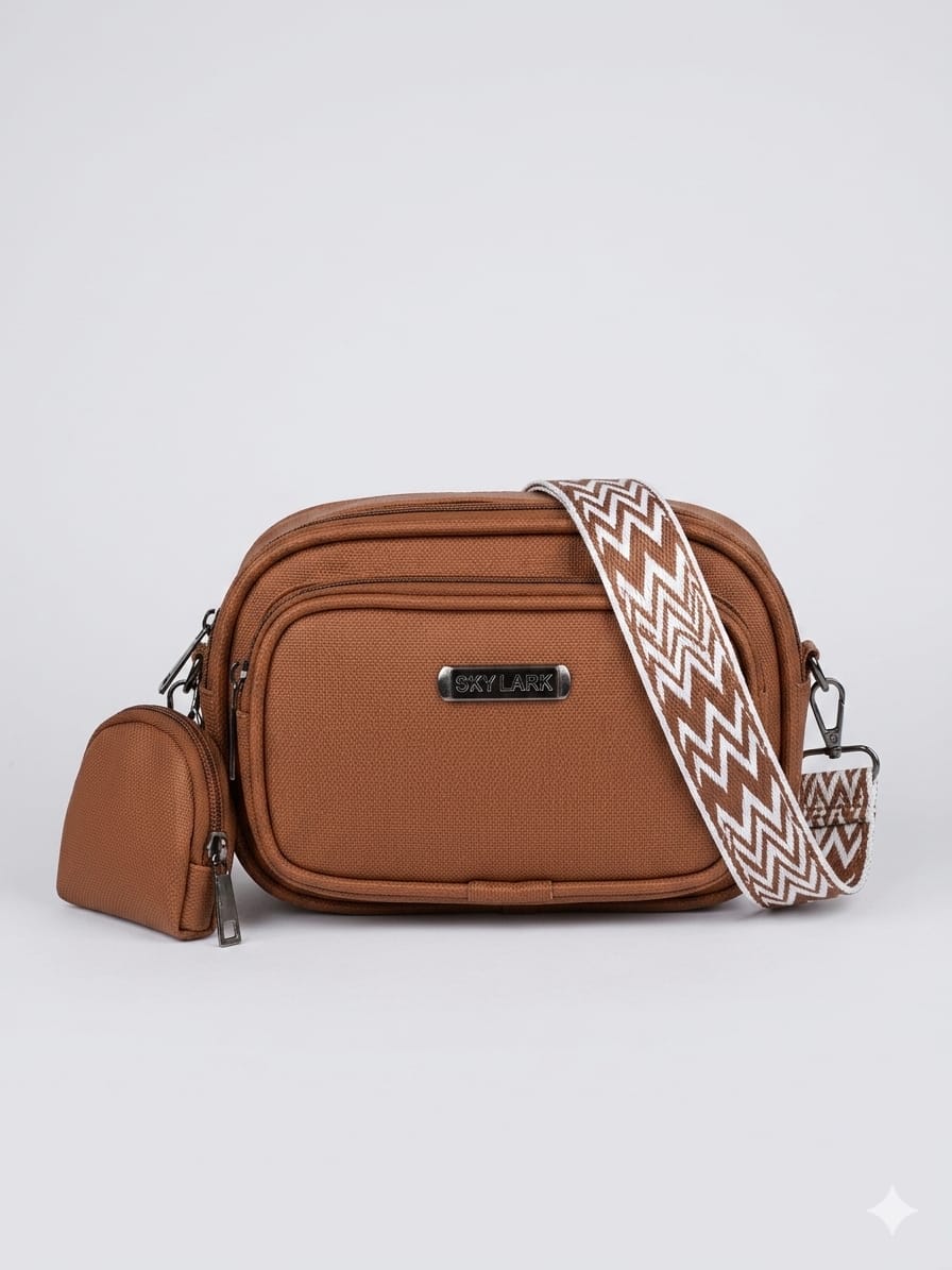 Skylark Premium Brown Crossbody Sling Bag with Coin Pouch