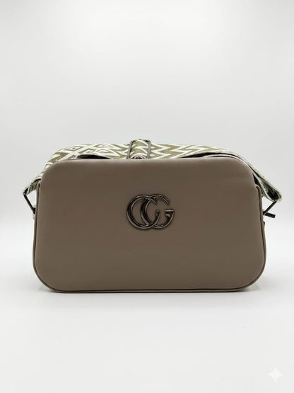 Elegant Taupe Sling Bag with Designer Strap