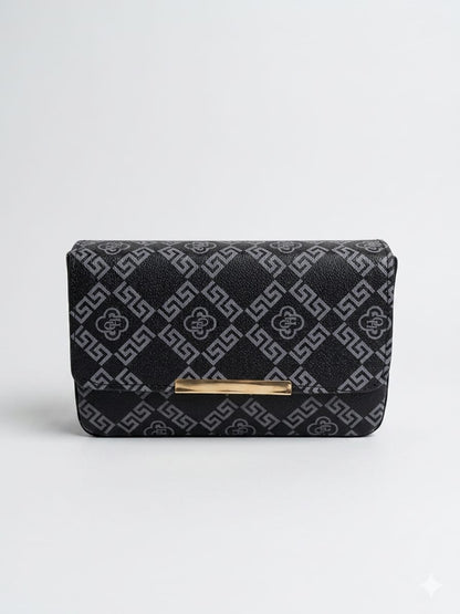 Elegant Beige Printed Flap Wallet Sling Bag