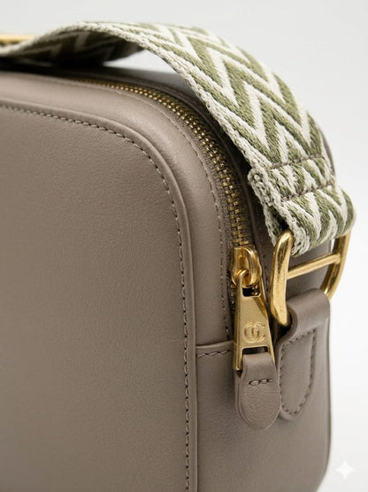 Elegant Taupe Sling Bag with Designer Strap