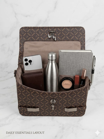 Classic Brown Printed Flap Sling Bag