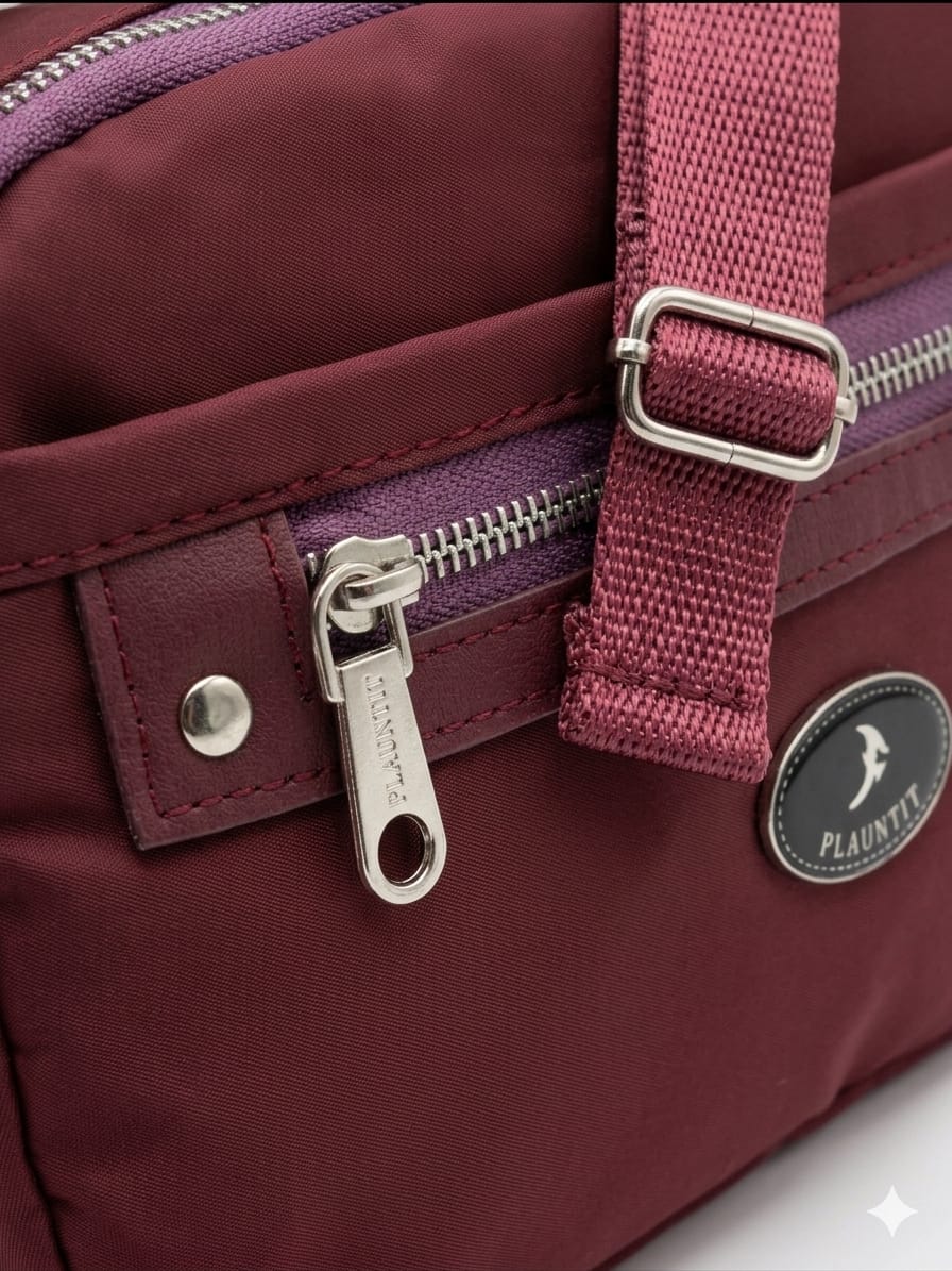 Flauntit Maroon Multi-Pocket Crossbody Sling Bag